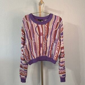 Forever 21 - Purple and Pink Coogi-style Knit Sweater- Medium
